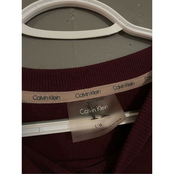 Calvin Klein Garnet Semi Cropped Crew Neck Sweatshirt Size Large - Picture 4 of 5